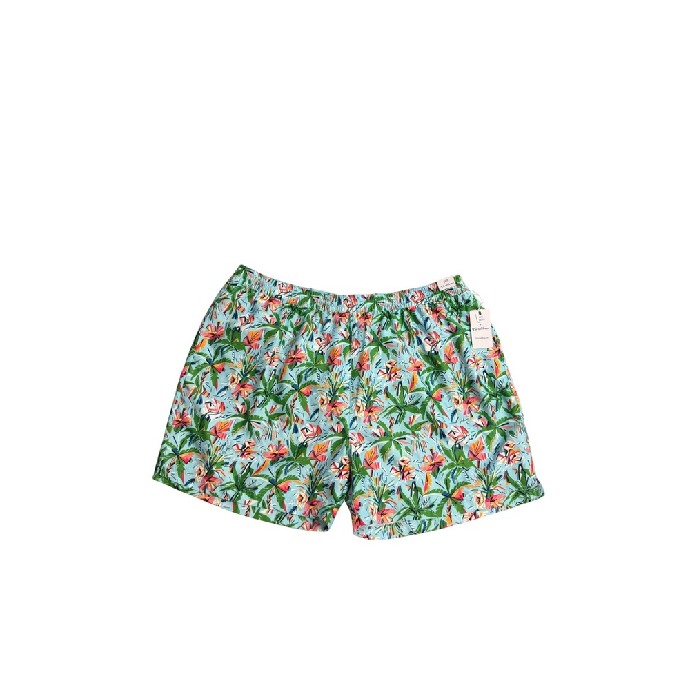 872. Caribbean Men's Green Swim Trunks Drawstring Shorts Size 3XL Pull On